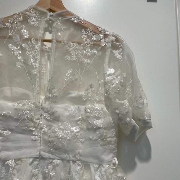 Ivory Blossom Sequin Tiered Maxi Dress  (Self-Portrait) - Picture 16 of 16